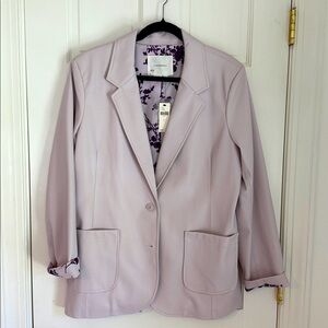 By Anthropologie Faux Leather Blazer Lavender L NWT